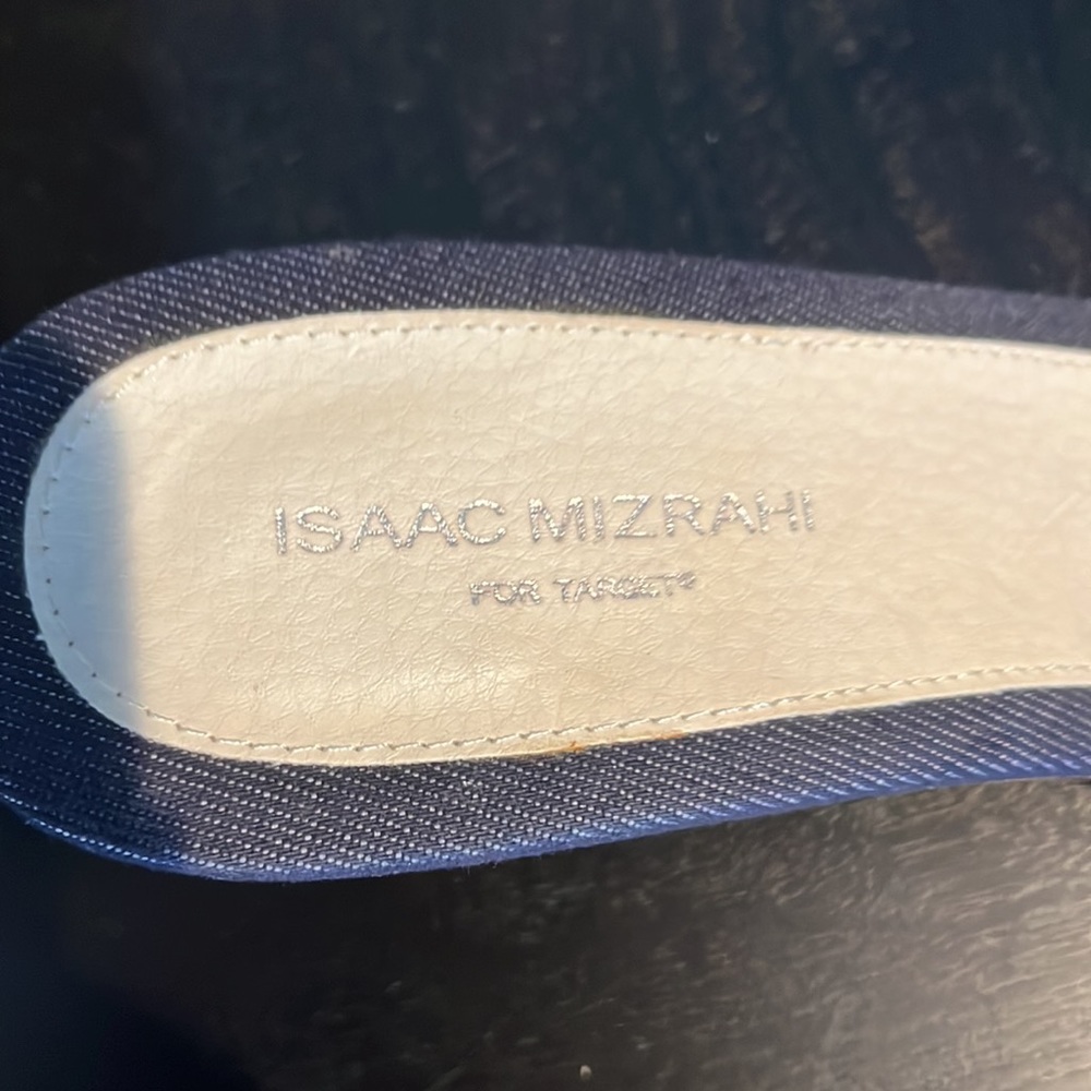 Denim with  cream bow slip on mules - Picture 7 of 9